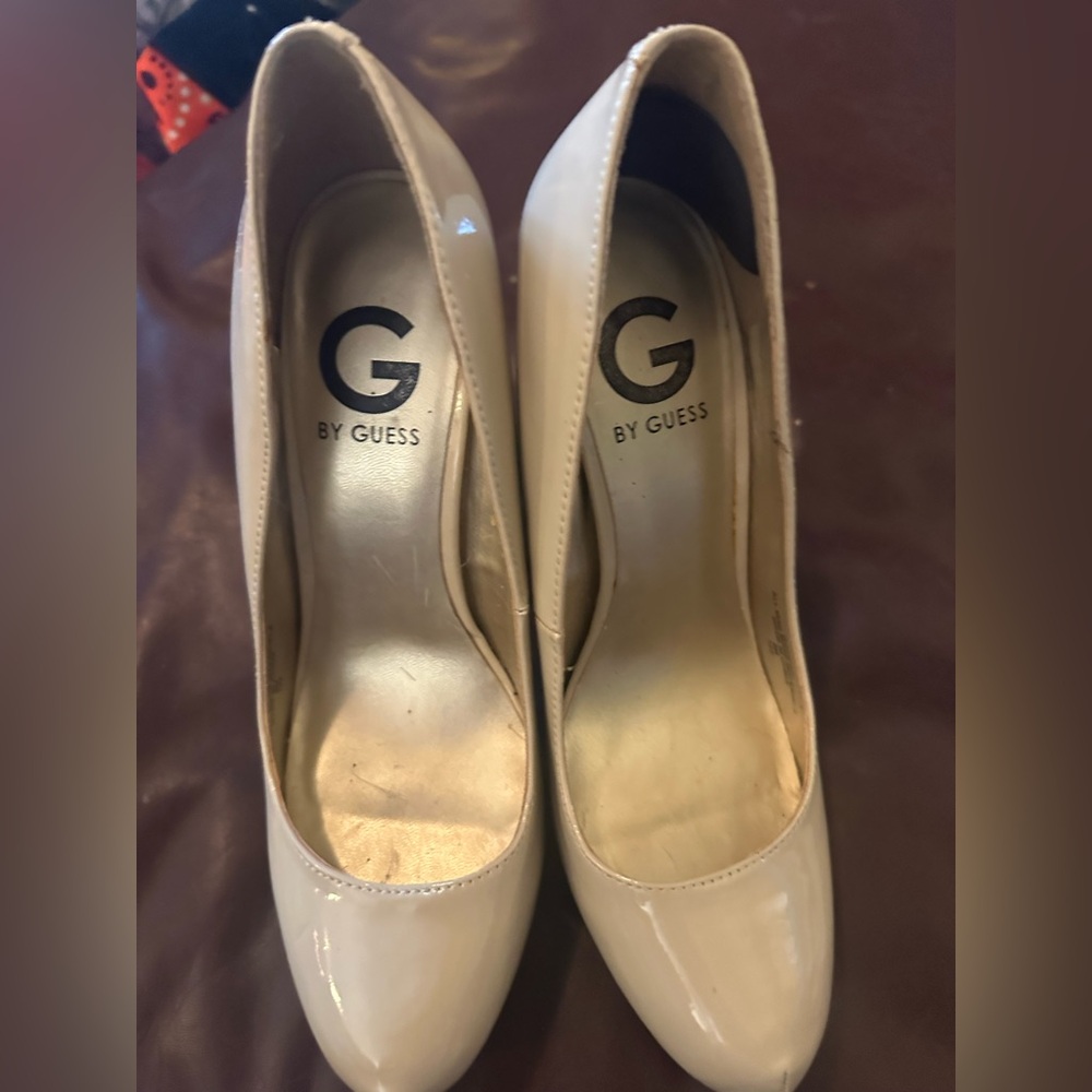 G by Guess Nude Patent Round-Toe Pumps